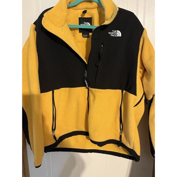 VTG 90s The North Face Denali Fleece Jacket Yellow Black Made in USA XL - Picture 6 of 16